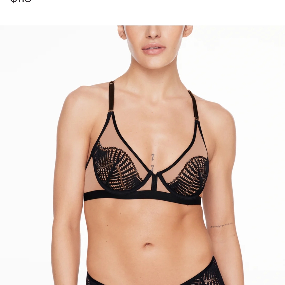 SOLD ThirdLove Purple and Black Wireless Bra with Geometric Design